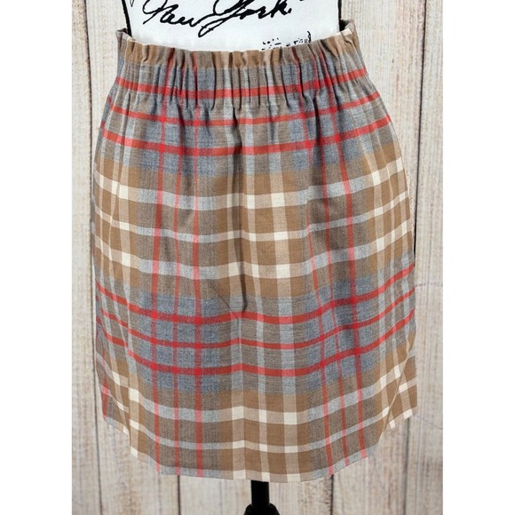 J. Crew Dresses & Skirts - J. Crew Plaid Mini Skirt Size 4 Wool Blend Sidewalk Lined Pull On Elastic Waist